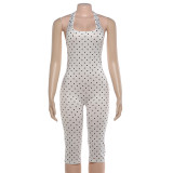 EVE Polka Dots Print Halterneck Fifth Jumpsuit GZJQ-K6Q08075A