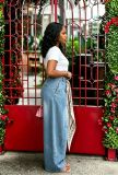 EVE Plus Size Washed Straight Jeans(With Square Scarf)GYLN-5699
