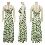 EVE Stripe Print Big Swing Sling Maxi Dress YF-20168