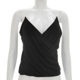 EVE Solid Color Sling V Neck Backless Tops GSZM-Y26TP170