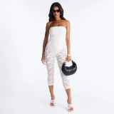EVE Zipper See Through Lace Patchwork Seventh Jumpsuit MXBF-J26JP126