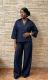 EVE 3/4 Sleeveless Shirt Wide Leg Pants Denim Suit GMYU-6715