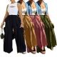 EVE Solid Color Patchwork Wide Leg Pants AIL-350