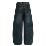 EVE Plus Size Raw Edge Star-Print Washed Jeans GYLN-2514