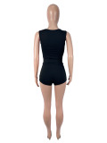 EVE Solid Color Hollow Out Two Piece Shorts Set SHD-8105