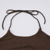 EVE Solid Color Halterneck Sport Tank Top GPKJ-MR44623