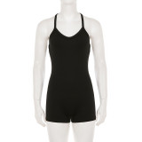 EVE Solid Color Tie Up Sport Romper GPKJ-MR49259