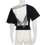 EVE Backless Beaded Tie Up Top GPKJ-MR48684