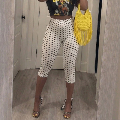 EVE High Waist Polka Dot Print Seventh Pants MXBF-J26PT151