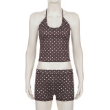 EVE Polka Dots Print Sport Two Piece Shorts Set GPKJ-MR49300