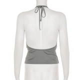 EVE Deep V Neck Backless Halterneck Tops GPKJ-MR49069