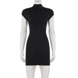 EVE Zipper Sleeveless Skinny Mini Dress GPKJ-MR47973