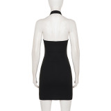EVE U Neck Hollow Out Mini Dress GPKJ-MR49211