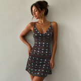 EVE Polka Dots Print Backless Mini Dress GPKJ-MR49193