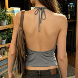 EVE Deep V Neck Backless Halterneck Tops GPKJ-MR49069