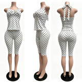 EVE Halterneck Polka Dots Print 2 Piece Set CM-60515