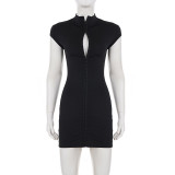 EVE Zipper Sleeveless Skinny Mini Dress GPKJ-MR47973