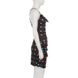 EVE Polka Dots Print Backless Mini Dress GPKJ-MR49193