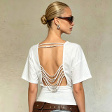 EVE Backless Beaded Tie Up Top GPKJ-MR48684