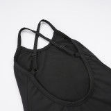 EVE Solid Color Tie Up Sport Romper GPKJ-MR49259