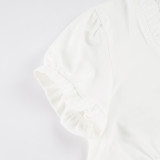 EVE Solid Color Short Sleeve Short T Shirt GPKJ-MR49162