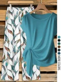 EVE O Neck Print Loose Two Piece Pants Set GSRX-872