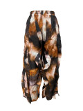 EVE High Waist Print Ruffles Loose Pants LSD-2799