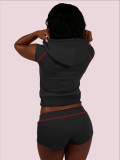 EVE Short Sleeve Hooded Top Two Piece Shorts Set CH-26021