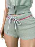 EVE Short Sleeve Hooded Top Two Piece Shorts Set CH-26021