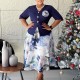 EVE Plus Size Print Patchwork Half Sleeve Midi Dress GATE-630