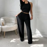 EVE Sleeveless Solid Color Two Piece Pants Set HNIF-GY325