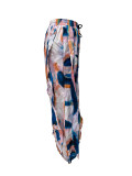 EVE High Waist Print Ruffles Loose Pants LSD-2799