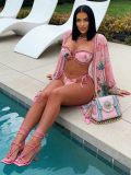 EVE Sexy Print Bikinis Beach Sun Protection Coat 3 Piece Swimsuit GTGE-MH1005