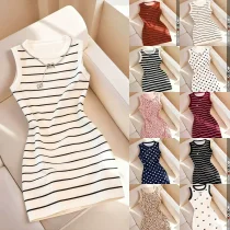 EVE Print Sleeveless O Neck Mini Dress GSRX-755