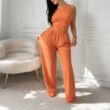 EVE Sleeveless Solid Color Two Piece Pants Set HNIF-GY325