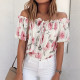 EVE Off Shoulder Chiffon Print Blouse SHMF-1003