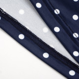 EVE Polka Dots Print Wrap Chest Top Seventh Pant Suit MXBF-J26ST120