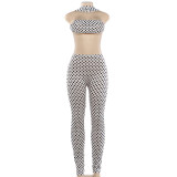 EVE Polka Dots Print Wrap Chest Top Pants Suit SHMF-6208