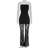 EVE Solid Color Lace Patchwork Split Jumpsuit MXBF-D26JP093