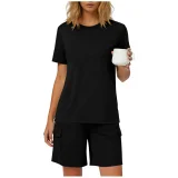EVE Solid Color Short Sleeve Shorts Loose 2 Piece Set GYZY-9031