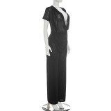 EVE Mesh Deep V Neck Tops Two Piece Pants Set MXBF-J26ST144