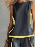 EVE Loose Sleeveless Tops Two Piece Pants Set GWDS-260409