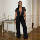 EVE Mesh Deep V Neck Tops Two Piece Pants Set MXBF-J26ST144