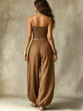 EVE Solid Color Sling Top Lantern Pants 2 Piece Set GWDS-260403