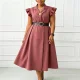 EVE Plus Size Double-Breasted Buttons Midi Dress GCZF-8664