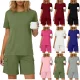 EVE Solid Color Short Sleeve Shorts Loose 2 Piece Set GYZY-9031