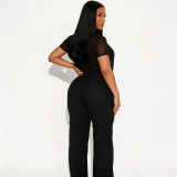 EVE Mesh Deep V Neck Tops Two Piece Pants Set MXBF-J26ST144