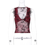 EVE Mesh See Through Patchwork Tops LJSF-T6321251X