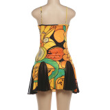 EVE Mesh Patchwork V Neck Mini Dress GZJQ-K6D07952A