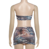 EVE Print Hollow Out Tube Top Mini Dress GZJQ-K6D08162A